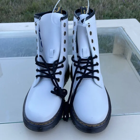 Dr. Martens White Zavala Boots with Black Accents display picture 3